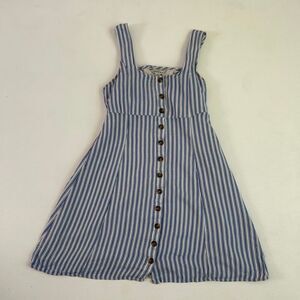 American Eagle Striped Button Front Dress | Blue White Sleeveless Sundress | Siz